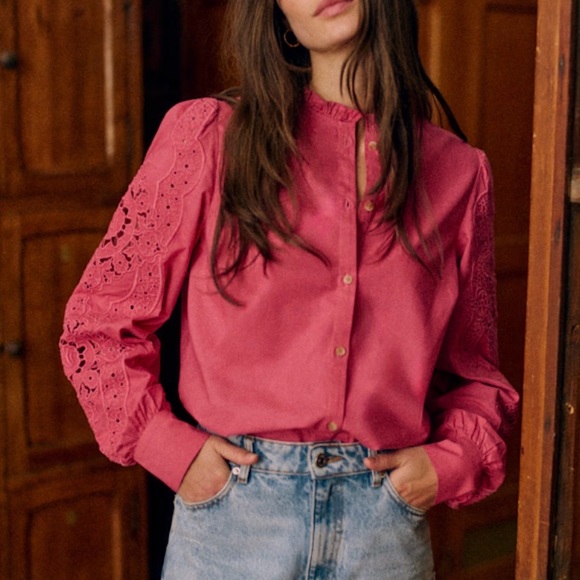Sezane Tops - Sezane Zoelie Shirt Rosewood - Size 6
